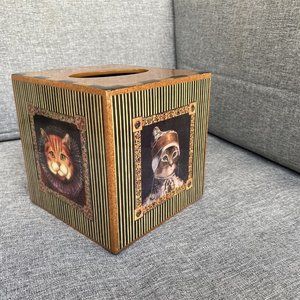 ANNIE MODICA Royal CAT Tissue Holder DECOUPAGE ART RENAISSANCE ROYAL